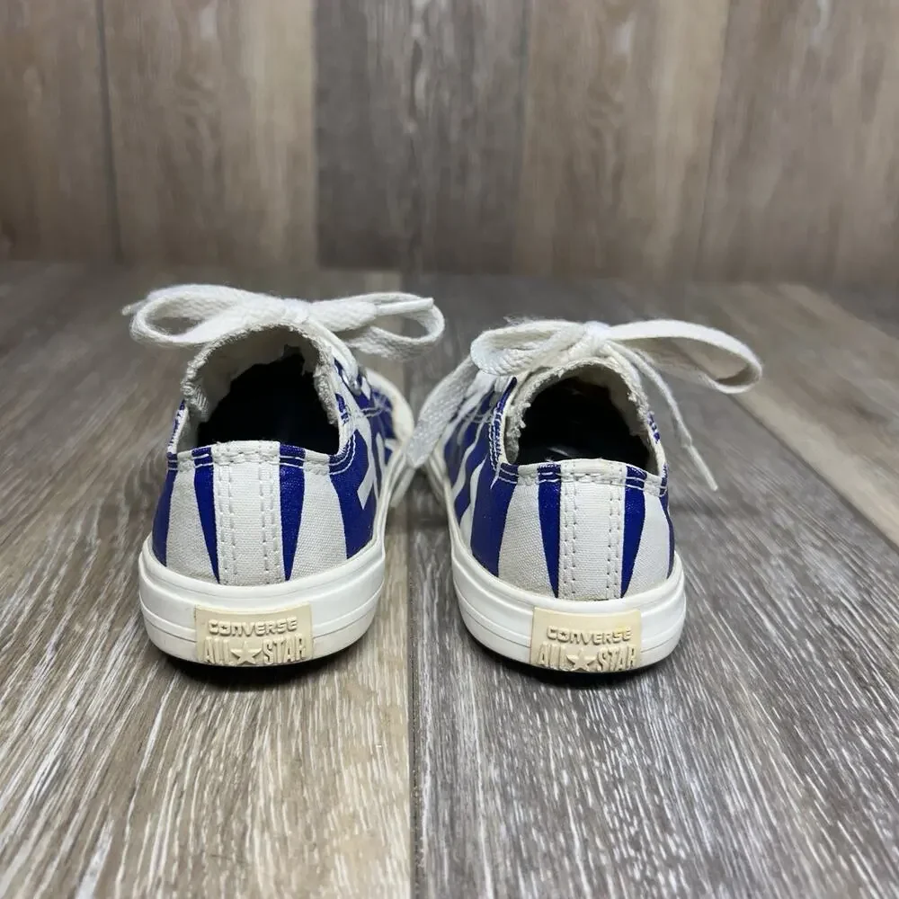 Converse Infant Youth US Size 8 White Blue Lettering Low Top Sneaker Shoes